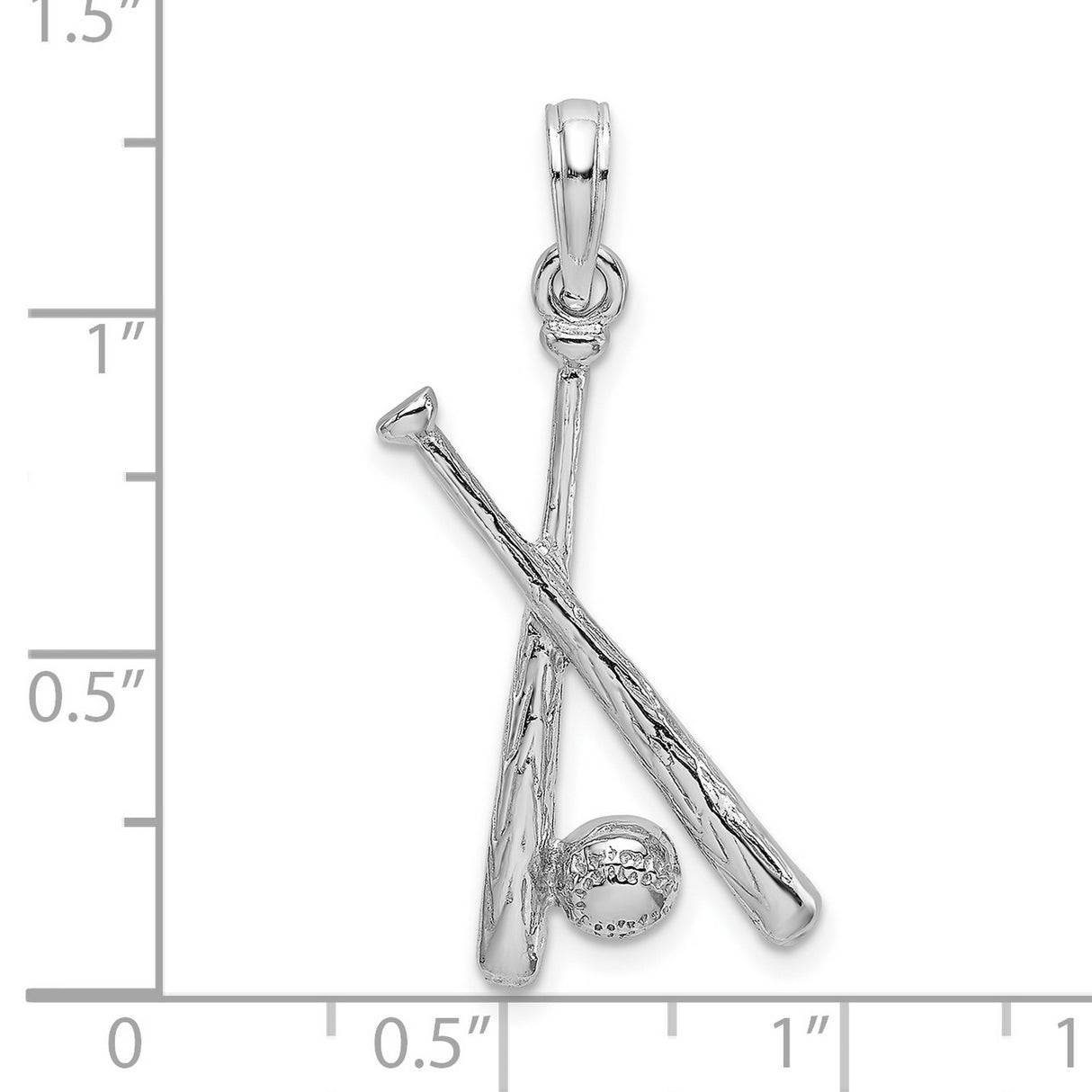 14k White Gold Baseball Pendant with Crossed Bats and Ball Symbol