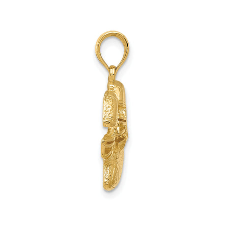 14k Yellow Gold Football Pendant with Helmet and Ball Motif for Men or Unisex Fans