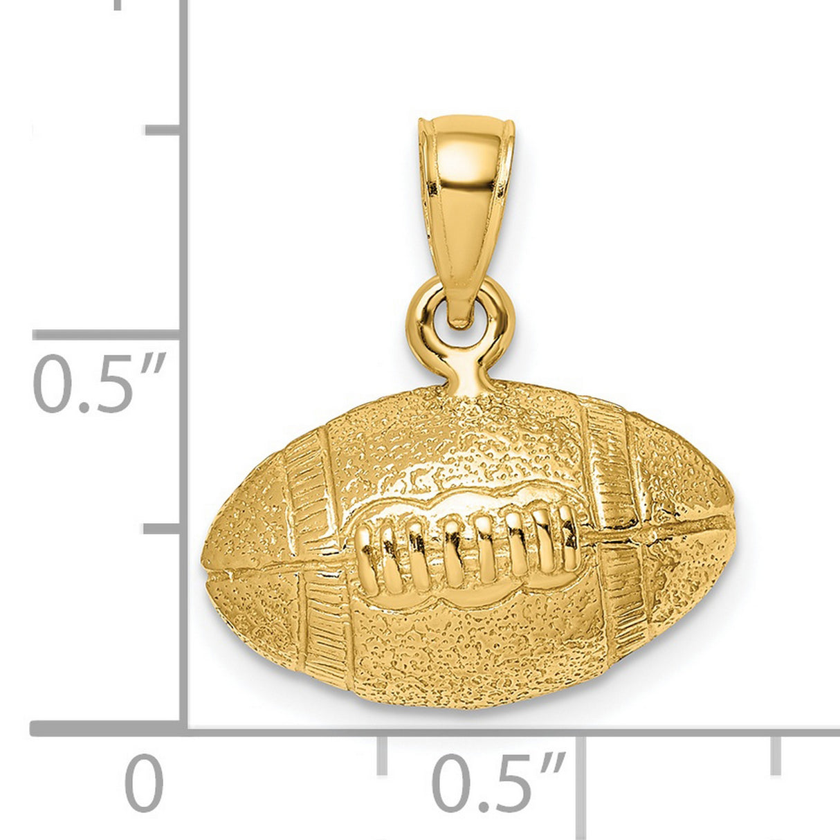 14k Yellow Gold Football Pendant with Stitched Texture, Unisex Sports Charm
