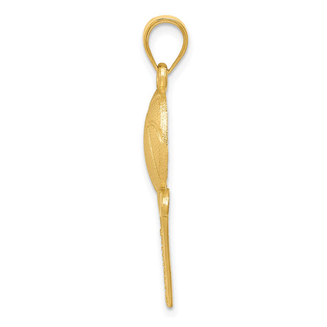 14k Yellow Gold Basketball Pendant with Hoop Net Design, Sports Charm for Men and Women