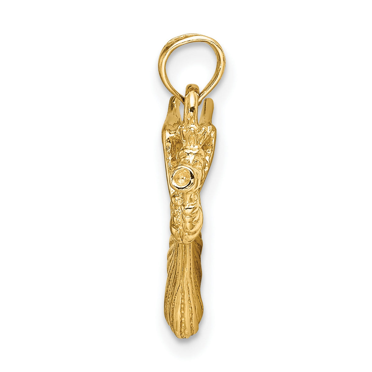 Angel Trumpet Charm Pendant in Real 14k Yellow Gold