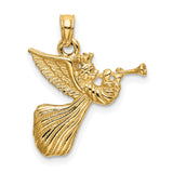 Angel Trumpet Charm Pendant in Real 14k Yellow Gold