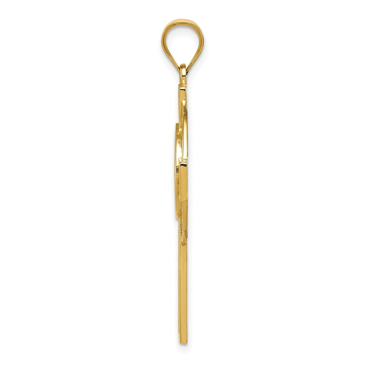 14k Yellow Gold Celtic Cross Pendant with Claddagh Symbol and Knotwork Design
