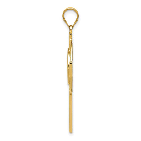 14k Yellow Gold Celtic Cross Pendant with Claddagh Symbol and Knotwork Design