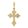 14k Yellow Gold Cross Pendant with Fleur De Lis Design, Ornate Gothic Religious Charm