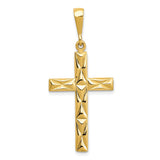 14k Yellow Gold Reversible Latin Cross Pendant with Polished and Faceted Design