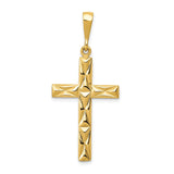 14k Yellow Gold Reversible Latin Cross Pendant with Polished and Faceted Design