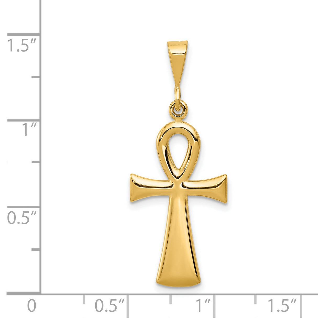 Reversible Polished Ankh Cross Charm Pendant in Real 14k Yellow Gold