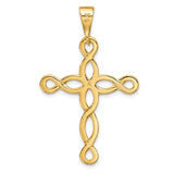 14k Yellow Gold Infinity Cross Pendant with Latin-Style Open Figure Eight Design