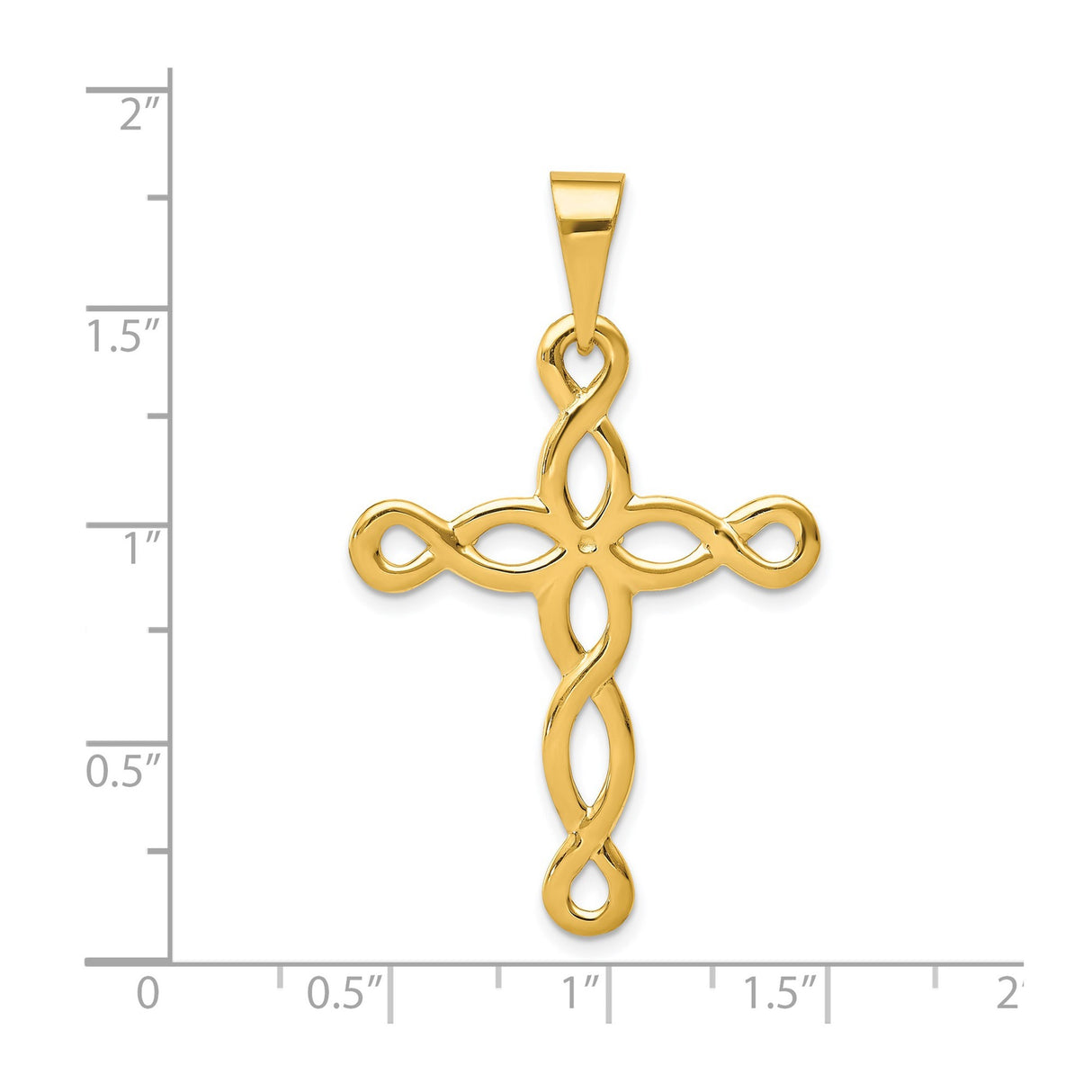 14k Yellow Gold Infinity Cross Pendant with Latin-Style Open Figure Eight Design