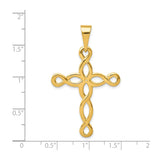 14k Yellow Gold Infinity Cross Pendant with Latin-Style Open Figure Eight Design