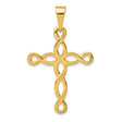 14k Yellow Gold Infinity Cross Pendant with Latin-Style Open Figure Eight Design