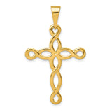 14k Yellow Gold Infinity Cross Pendant with Latin-Style Open Figure Eight Design