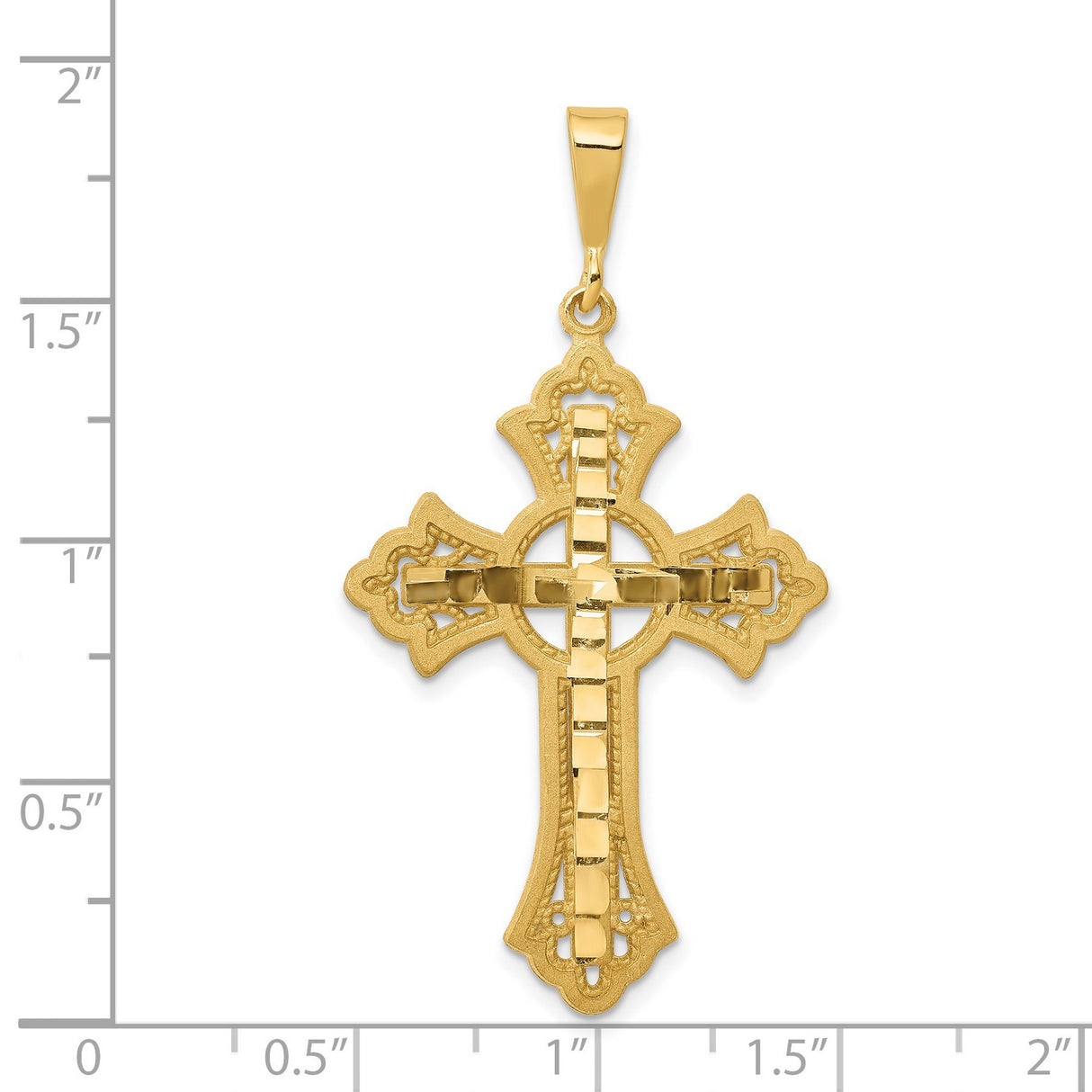 Solid Celtic Iona Patonce Style Cross Charm Pendant in Real 14k Yellow Gold