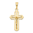 14k Yellow Gold Crucifix Cross Pendant with Detailed Jesus Figure, Religious Christian Charm