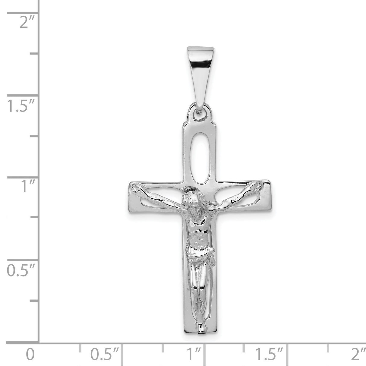 Latin Crucifix Charm Pendant in Real 14k White Gold