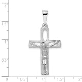 Latin Crucifix Charm Pendant in Real 14k White Gold
