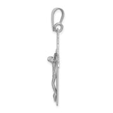 Latin Crucifix Charm Pendant in Real 14k White Gold