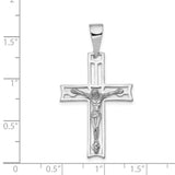 Latin Crucifix Charm Pendant in Real 14k White Gold
