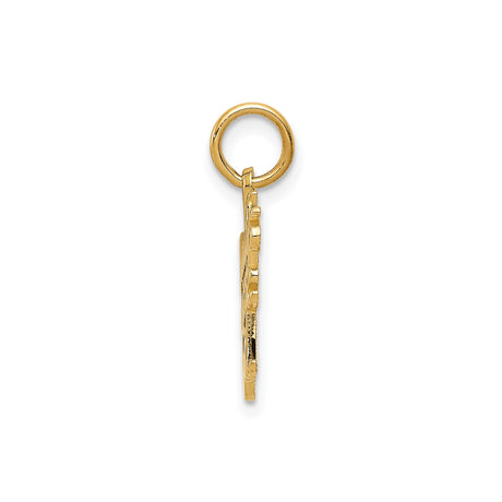 14k Yellow Gold Pendant with Script Daddys Little Girl Message, Sentimental Father-Daughter Charm