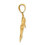 14k Yellow Gold Dolphin Pendant, High Polish Nautical Charm with Ocean Design for Women or Unisex