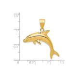 14k Yellow Gold Dolphin Pendant, High Polish Nautical Charm with Ocean Design for Women or Unisex