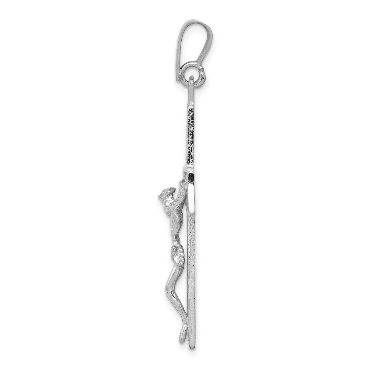 Latin Crucifix Charm Pendant in Real 14k White Gold