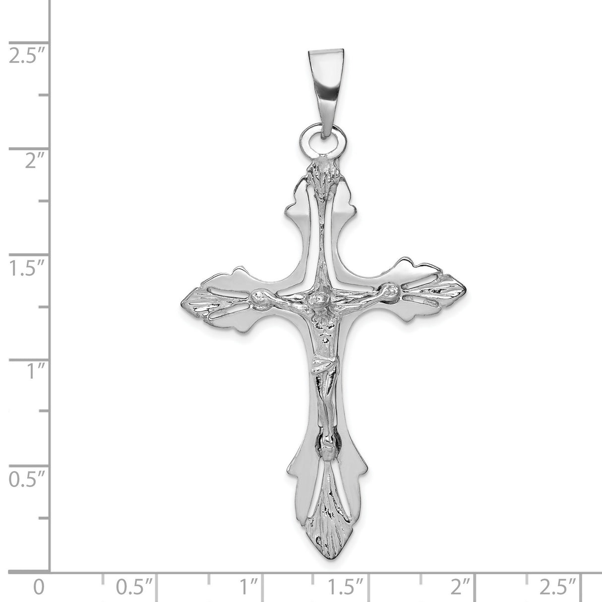 Passion Crucifix Charm Pendant in Real 14k White Gold