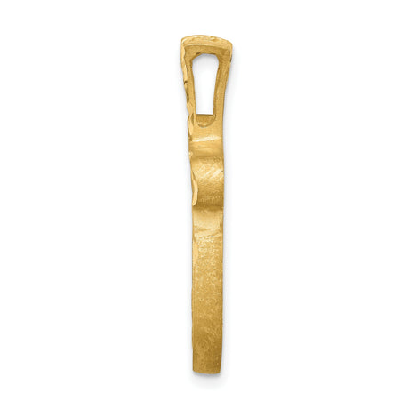 14k Yellow Gold Chai Pendant, Textured Openwork Hebrew Symbol of Life, Filigree Jewish Jewelry