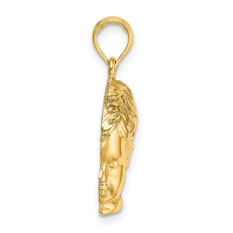 14k Yellow Gold Pendant with Female Profile Silhouette, Motherhood Charm Keepsake Jewelry