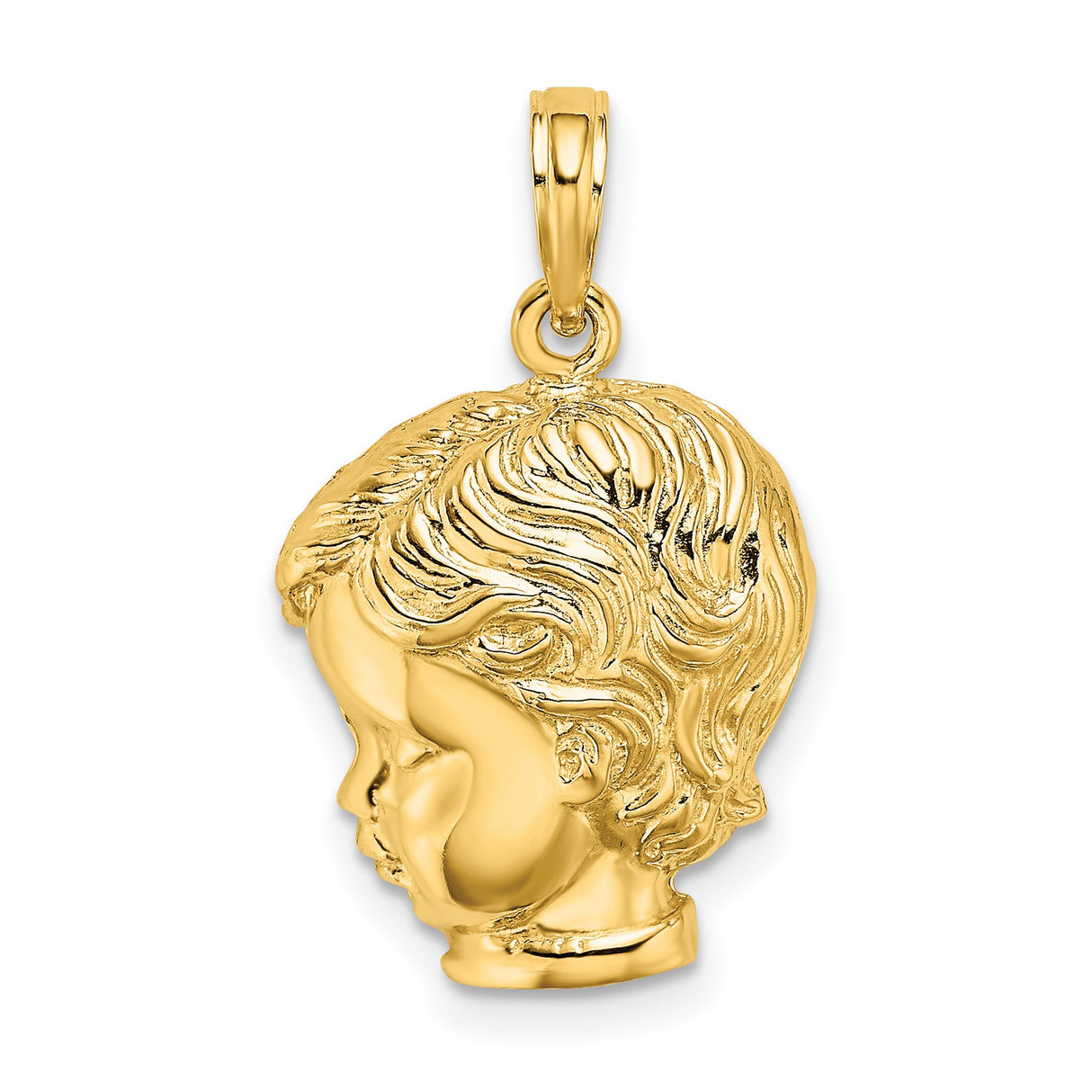 14k Yellow Gold Pendant with Female Profile Silhouette, Motherhood Charm Keepsake Jewelry