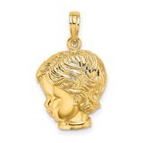 14k Yellow Gold Pendant with Female Profile Silhouette, Motherhood Charm Keepsake Jewelry