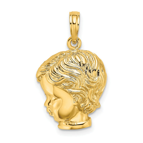 14k Yellow Gold Pendant with Female Profile Silhouette, Motherhood Charm Keepsake Jewelry
