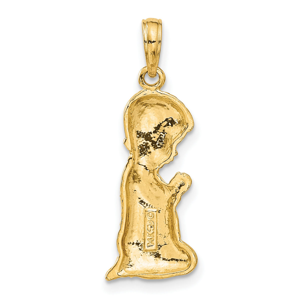 Praying Boy Charm Pendant in Real 14k Yellow Gold