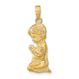 Praying Boy Charm Pendant in Real 14k Yellow Gold