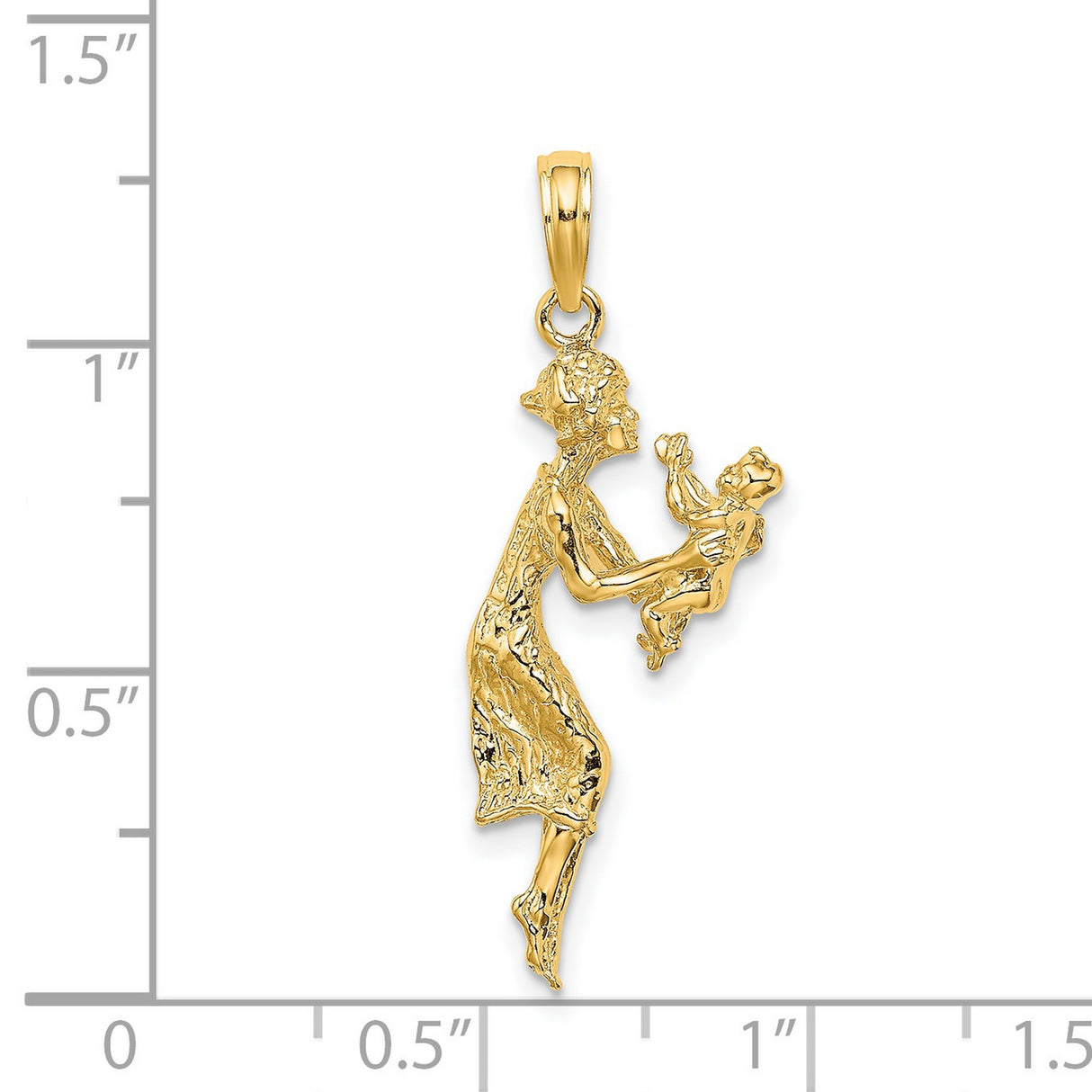 14k Yellow Gold Pendant with Joyful Mother and , Sentimental Family Jewelry for Women