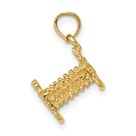 14k Yellow Gold Rocking Chair Pendant, Detailed Textured Design, Sentimental Keepsake Charm