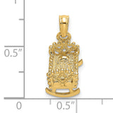 14k Yellow Gold Rocking Chair Pendant, Detailed Textured Design, Sentimental Keepsake Charm