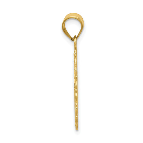 14k Yellow Gold Aries Zodiac Pendant with Ram Symbol and Filigree Border
