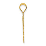 Solid Satin Gemini Word and Twin Figures Zodiac Sign Oval Charm Pendant in Real 14k Yellow Gold