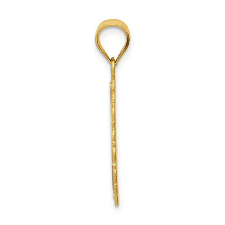 14k Yellow Gold Gemini Pendant with Ornate Twin Symbol and Filigree Border