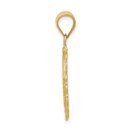 14k Yellow Gold Cancer Zodiac Pendant with Crab Symbol and Filigree Edge