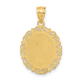 Solid Satin Leo Word and Lion Zodiac Sign Oval Charm Pendant in Real 14k Yellow Gold