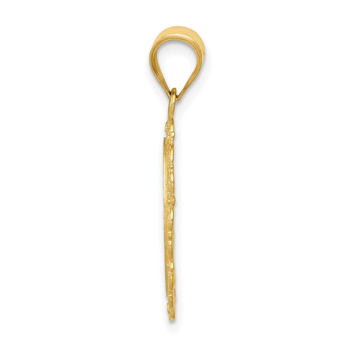 Solid Satin Virgo Word and Zodiac Sign Oval Charm Pendant in Real 14k Yellow Gold