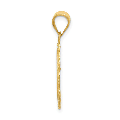 14k Yellow Gold Virgo Zodiac Pendant with Virgo Symbol and Filigree Design