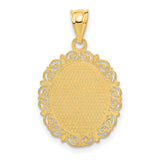 Solid Satin Virgo Word and Zodiac Sign Oval Charm Pendant in Real 14k Yellow Gold