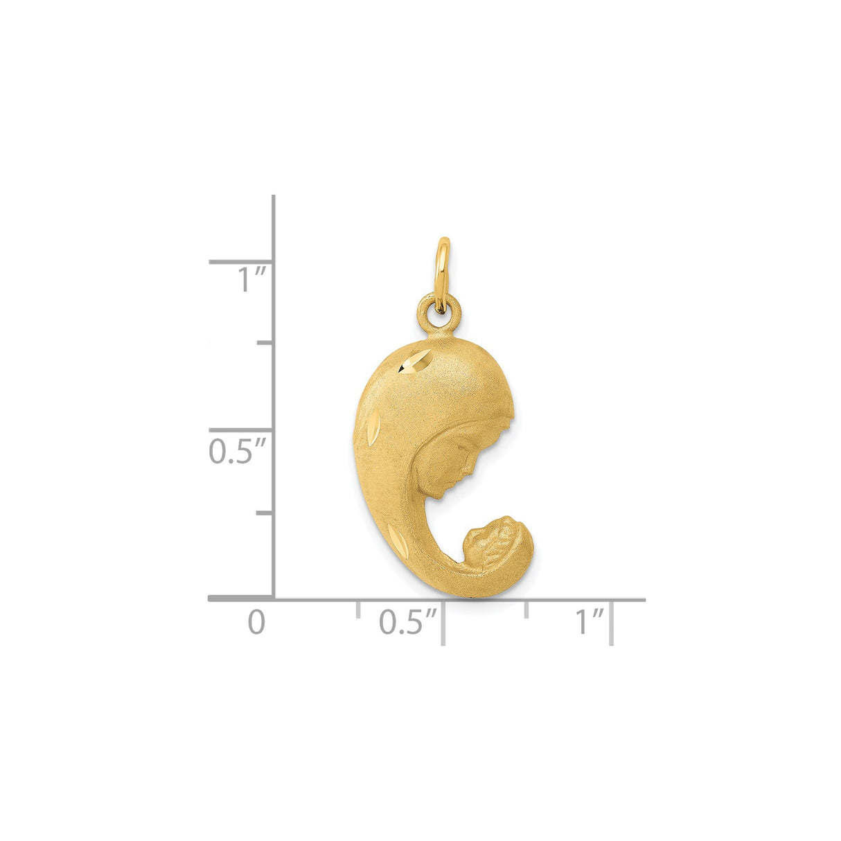14k Yellow Gold Pendant Featuring Virgin Mary Holding Baby Jesus, Catholic Religious Jewelry
