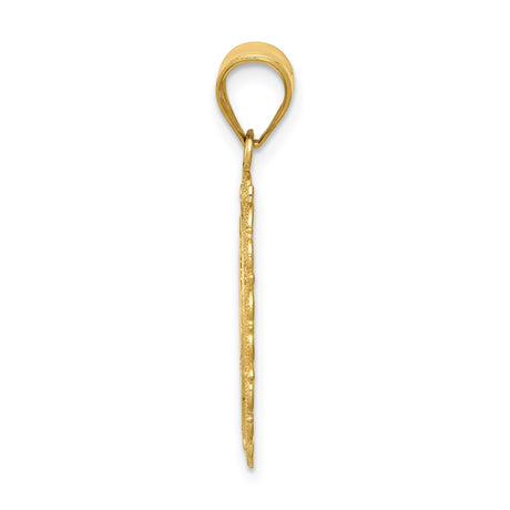 14k Yellow Gold Capricorn Zodiac Pendant with Raised Goat Symbol and Filigree Border