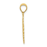 Solid Satin Aquarius Word and Zodiac Sign Oval Charm Pendant in Real 14k Yellow Gold