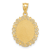 Solid Satin Aquarius Word and Zodiac Sign Oval Charm Pendant in Real 14k Yellow Gold